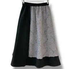 タグ付き 未使用品 ScoLar スカラー レースドッキングスカート サイズM ブラック×グレー NO 241S-2 定価 8250円 ロング マキシ丈 Aライン フレア レディース 秋 ゴーゴー古着マルイ草加店2657