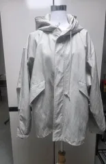 フ ード ショート レザ ー マウンテンパーカー ジャケット アイボリー