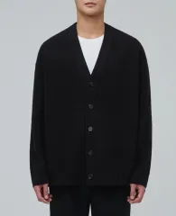 ムシンサスタンダード ラムウール オーバーサイズ カーディガン ブラック XL