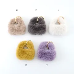 キーホルダー｜ファーで作った手のひらサイズのバッグチャーム 1点