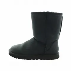アグ オーストラリア UGG australia クラシック ショート レザー CLASSIC SHORT LEATHER ムートンブーツ ショート ロゴ US7 24cm 黒 ブラック 1005093 ■GY18 /MQ