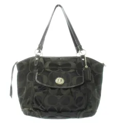 コーチ COACH トートバッグ ハンドバッグ ナイロン レザー 革 シグネチャー ターンロック 黒 ブラック F13139 /CK22 ■GY18