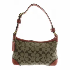 コーチ COACH ブリーカー ハンドバッグ ワンショルダー キャンバス レザー シグネチャー 総柄 茶色 ブラウン 赤 レッド 11430 /XZ ■GY18