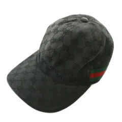 グッチ GUCCI 帽子 キャップ GGキャンバス シェリーライン 総柄 M 58 黒 ブラック /XZ ■OH ■GY42