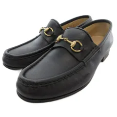 グッチ GUCCI ホースビットローファー モカシン レザー 37.5 黒 ブラック /JS ■GY18