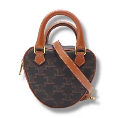 CELINE セリーヌ トリオンフ ハート 2WAY ショルダーバッグ ハンドバッグ  ブラウン PVC レザー 4452
