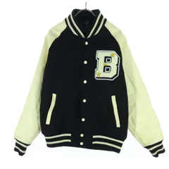 The Blue Bear ザブルーベアー ワッペンロゴ 長袖 袖レザー スタジャン M ブラック メンズ 古着