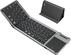 SALE　EWIN 折りたたみ キーボード bluetooth ワイヤレス タッチパッド付き 3台デバイス切替 ipad/スマホ/タブレット/パソコン用 iOS/Mac/Windows/Android対応 Type-C充電式 薄型 多機能カバースタンド付き