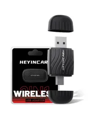 SALE　【両端ヘッドのデザイン ワイヤレスアダプター最新登場】HEYINCAR+ ワイヤレスCarPlay/Android Auto アダプター CarPlay＆AndroidAutoをワイヤレス化 アダプタケーブル不要 純正な有線CarPlay