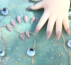 匿名発送ドール用ネイルチップピンクラメ×マグネット