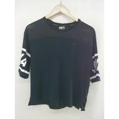 ◇ PUMA プーマ 切替 半袖 Tシャツ カットソー サイズM ダークネイビー ブラック ホワイト系 レディース  【中古】 【1206060000496】