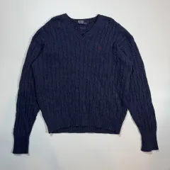 POLO RALPH LAUREN ポロラルフローレン ネイビー Vネック ケーブルニット