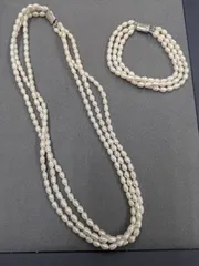 D【まとめ売り】パール 真珠 ネックレス ブレスレット シルバー silver アクセサリー 小物 ファッション