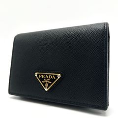 美品 プラダ 二つ折り財布 三角プレート ICチップ ブラック レディース 