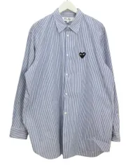 プレイコムデギャルソン PLAY COMME des GARCONS ストライプシャツ XXL ブルー Stripe Shirt With Black Emblem Pattern A トップス AD2024 AX-B018