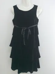 ◇ ◎ HALF PAST 10 ハーフパストテン ベロア風 ティアード ノースリーブ ミニ ワンピース ブラック レディース P  【中古】 【1211210002794】