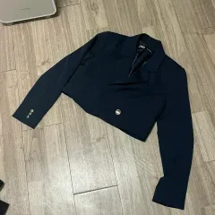 ザラ ネイビー クロップド ジャケット