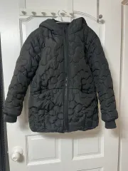 フラワー キルティング ブラック ダウン アウター