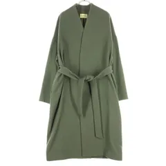 美品 Curensology カレンソロジー 長袖 ベルト付き ノーカラー ガウンコート F カーキ レディース 古着のサムネイル