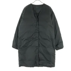 美品 MUJI 無印良品 長袖 ノーカラー ダウンコート M-L ブラック レディース 古着