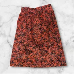 ビンテージ オレンジ ブラック タイトスカート レディース 古着 模様 a1