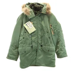 未使用 AVIREX アヴィレックス N-3B フライトジャケット S オリーブ 中綿 ラクーンファー付き メンズ 古着