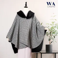 新品・未使用 ケープ コート JAPAN MODE【ブラック×グレンチェック】ファー ポンチョ 2way 冬 ウール混紡 着物 和装 和洋兼用 C-9