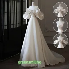 4way ウェディングドレス ウエディングドレス 付け袖 二次会 結婚式 披露宴 前撮り 袖あり ロングドレス 花嫁 Aラインドレス サテン ビスチWP数量限定価格926