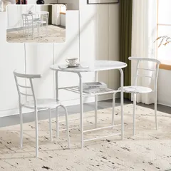 「数量限定セール」ダイニングテーブル 円形 3点セット コンパクト 食卓セット チェア2脚 2人掛け おしゃれ 北欧風 新生活 ワンルーム マットレス付き  モダン家具 インテリア テーブルセット