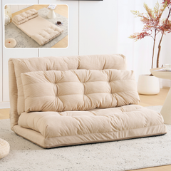  ソファーベッド 2人掛け 3WAY ローソファー 幅108cm 6段階リクライニング クッション付き 折りたたみ コンパクト【おしゃれ】   