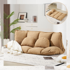 ソファベッド 2人掛け フロアソファ ローソファ コンパクト 1人暮らし 3WAY 幅160cm 6段階リクライニング クッション付き おしゃれ かわいい ふわふわ リビング家具 新生活 インテリア ソファ チェア 多機能