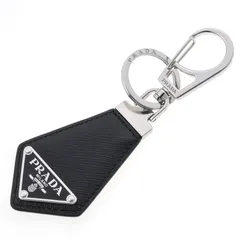 プラダ / PRADA　サフィアーノレザー キーリング / トライアングルロゴ キーホルダー　2PP041　レザー/メタル　ブラック 【中古】 商品番号 S-159515