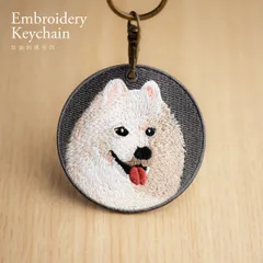 サモエド柄両面刺繍メダル ペットファン必見 バッグ・リュックアクセサリー