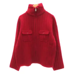ジェイクルー J.CREW ニットジャケット ミドル丈 スタンドカラー ジップアップ M 赤 レッド /YK43のサムネイル