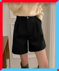 新品 レディース タックショートパンツ ウール風 ワイドパンツ オフィスカジュアル ウールライク 短パン 体型カバー ボトムス【送料無料】