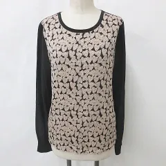 ダイアンフォンファステンバーグ DIANE von FURSTENBERG ブラウス シャツ 長袖 丸首 プルオーバー シルク 総柄 黒 ベージュ ブラック 6のサムネイル