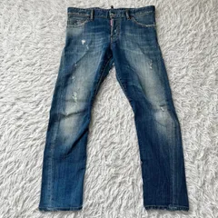 DSQUARED2 ディースクエアード イタリア製 デニムパンツ ダメージ加工 ジーンズ インディゴブルー ストレッチ 古着