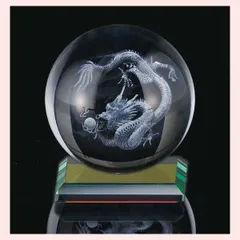 風水神龍　クリスタルボール　MG185　◎2個目～大幅値引き対象商品　※ガラス細工,開運招福,縁起物,和,民芸品,工芸品,日本,雑貨,レトロモダン,置物,オブジェ,硝子,辰,水晶玉,ドラゴン