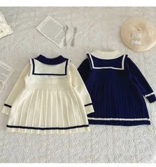 女の子 ニットワンピース 秋冬ワンピース 子供服 キッズ ワンピース ドレス 白襟 秋冬 ニット 裏起毛 プリンセス ドレス 子供 柔らかい 暖かい 入園式 入学式 お受験 結婚式 90cm 100cm カジュアル シンプル xiaokb62