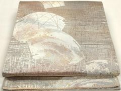 平和屋着物◎西陣 六通柄袋帯 花絵皿文 金銀糸 三越扱い 正絹 逸品 未