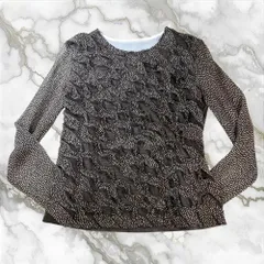 00's vintage ヴィンテージ黒と白のドット柄長袖トップス b15