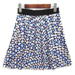 スポーツマックスコード マックスマーラ SPORTMAX CODE 幾何学模様 総柄 プリーツ スカート ミニ ホワイト マルチカラー 38