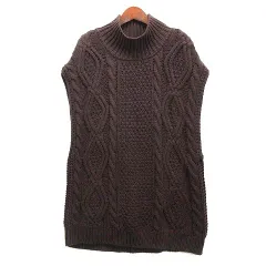 センスオブプレイス バイ アーバンリサーチ Sense of Place by Urban Research ケーブル ハイネック ニットベスト ブラウン 茶 F AA97-22B126
