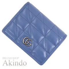 【新品・未使用】グッチ 二つ折り財布 コンパクトウォレット GGマーモント スモール ウォレット メンズ レディース ブルー 466492 レザー 本革 GUCCI 便利 ブランド 定番 人気 プレゼント ギフト小銭入れ コインケース カードケース