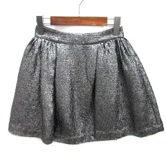 ケイトスペード KATE SPADE ミニ フレア スカート メタリック シルバー 0-A 