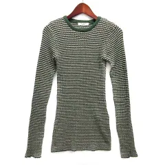 フリークスストア FREAKS STORE ストレッチ ボーダー ニット セーター 長袖 グリーン 緑 F