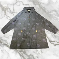 vintage ヴィンテージ 花柄 長袖 ポロシャツスタイル ワンピース b21