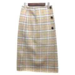 グリーンレーベルリラクシング ユナイテッドアローズ green label relaxing ショートビーバー リバーシブル ラップ スカート ロング丈 チェック 無地 ベージュ 36 3624-139-1878