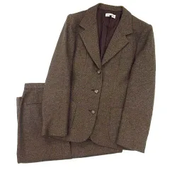 カルバンクライン CALVIN KLEIN スーツ セットアップ ウール チェック ジャケット スカート 茶 ブラウン 13