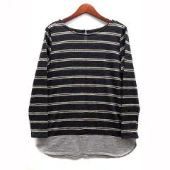 23区 オンワード樫山 ウール ボーダー ボートネック カットソー 長袖 ブラウン グレー 38